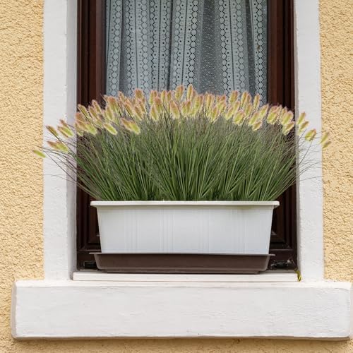 Ttranewsoo Artificial Grass, Fake Grass, Artificial Shrubs, Wheatgrass Cattails Fake Grass Decorations, Artificial Plants, Ornamental Grass, Outdoor Fake Grass, Green Leafy Decorations (12PCS) - Image 6