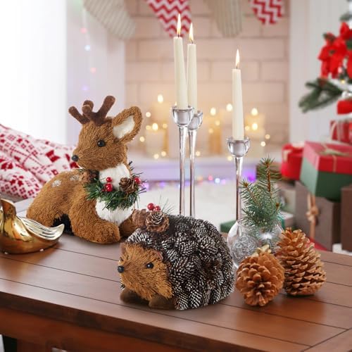 naturevibe Set of 6 Sisal Woodland Animals for Rustic Christmas Decorations - Image 4