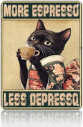 Coffee Cat Metal Posters More Espresso Less Depresso Metal Tin Sign Kimono Cat Bar Pub Sign Poster Home Decor Garage Bar Restaurant Kitchen Cafe Poster 12x16 Inch by KIYOYOHomeIsOurHappyPlace