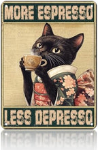 Coffee Cat Metal Posters More Espresso Less Depresso Metal Tin Sign Kimono Cat Bar Pub Sign Poster Home Decor Garage Bar Restaurant Kitchen Cafe Poster 12x16 Inch by KIYOYOHomeIsOurHappyPlace
