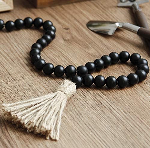 RAMIRABI 58in Wood Bead Garland, Farmhouse Rustic Country Decor, Black - Image 5