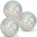 3 Pcs Decorative Balls for Bowls,3.15" Silver Mosaic Glass Ball by Kepfire