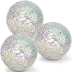 3 Pcs Decorative Balls for Bowls,3.15" Silver Mosaic Glass Ball by Kepfire