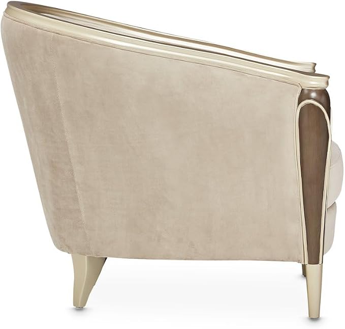 Michael Amini Villa Cherie Brown Side Chair Porcini Velvet Upholstery Solid & - Image 5