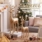 Thyle 2 Pcs Christmas Reindeer Figurines Decor, 9"x 6" Resin Standing Deer - Image 5