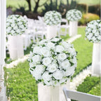 2 Pcs Flower Centerpieces for Tables White Arrangement Bouquet, 12.6in - Image 7