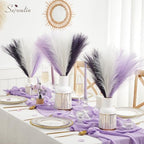 Serwalin 60PCS 17.7" Purple Pampas Grass Decor for Vase Filler Home Decor - Image 2