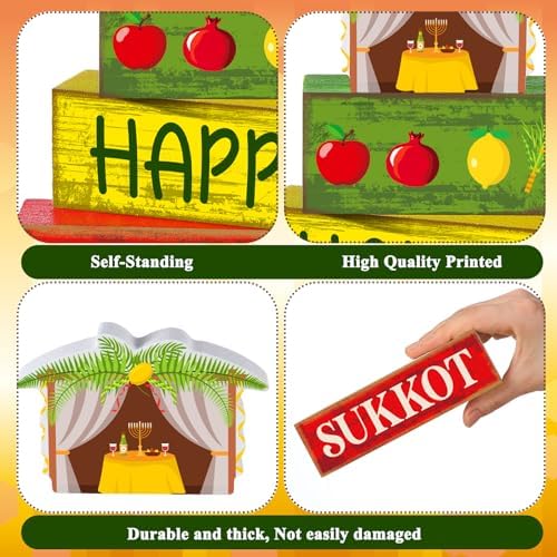Yuntau 4 Pcs Happy Sukkot Table Decorations Sukkot Centerpieces for Tables - Image 6