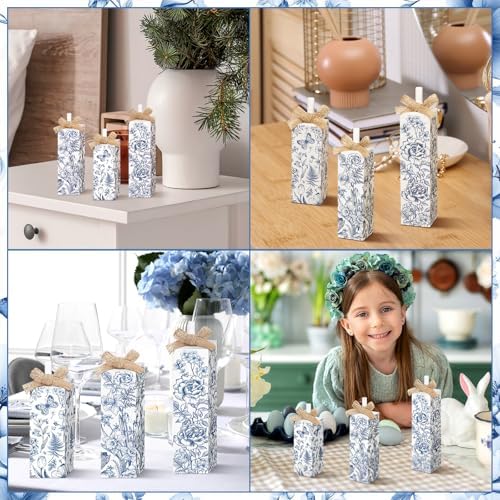 MiniInflat Chinoiserie 3 Pcs Table Decor, Wooden Block Sign Tiered Tray - Image 6