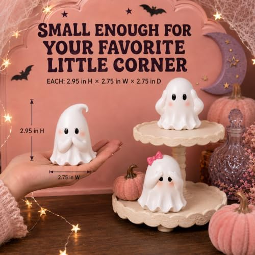 Cute Halloween Ghost Decor, 3-Piece Resin Figurines for Indoor Home Decor - Image 5