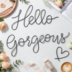 Hicarer Metal Hello Gorgeous Wall Art Minimalist Wall Decor,Black,Fashion - Image 6