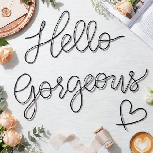 Hicarer Metal Hello Gorgeous Wall Art Minimalist Wall Decor,Black,Fashion - Image 6