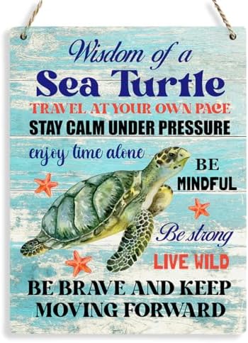 Sea Turtle Decor Inspirational Turtle Decor Plaque Signs Gifts for Turtle Lovers Gift Ideas for Friends Office Bedroom Living Room Home Beach House Nursery Wall Art Decor Wooden Hanging Sign 8x10 Inch by BELLOWDEER