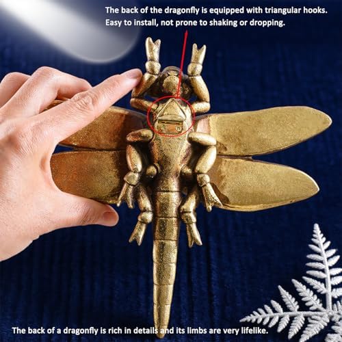 KISWIAR Gold Dragonfly Wall Sculpture, 3D Resin Dragonfly Wall Decor, Vintage Insect Wall Hanging Decoration for Living Room Bedroom Farmhouse (Golden) - Image 4