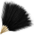 CATTREE Faux Pampas Grass Stems - Black 30 Pcs, Artificial Small Pampas Grass Stems 17 Inch Reeds for Home Decor Vase, Dried Flowers, Fake Fluffy Floral Plants Wedding Party Christmas Boho Decorations by CATTREE