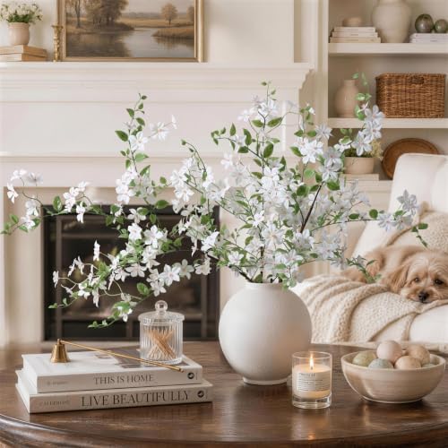 Fake Flowers, 3 Pcs Artificial Flowers Greenery Stems Faux Greenery Stems Branches for Vases Realistic Silk Real Touch Spring Greenery Stems Bulk Bedroom Office Wedding Table Summer Home Decor - Image 5