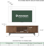 POVISON Fully-Assembled Sliding Tambour Door TV Stand, Mid Century Modern - Image 4