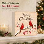 Christmas Decorations Merry Christmas Cardinal Birds Wood Box Sign - Image 5