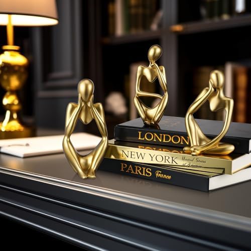 Feifeiya 6 Pcs Gold and Black Color Decorative Book & Thinker Statue Set - Image 5
