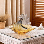 Hand Blown Glass Conch Statues, Gray and Amber Glass Art Figurines, Conch Shells for Coastal Home Decor, Living Room TV Stand and Bookcase Decor, Bathroom Shelf Tops and Cabinet Decor. - Image 6