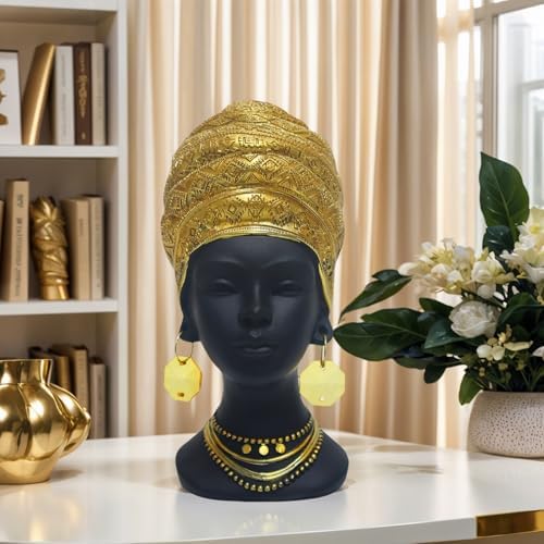 African Women Statues, Vintage Black Lady Art Bust Figurines - Image 3
