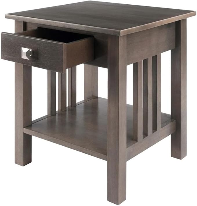 Pemberly Row Transitional Solid Wood Storage End Table, Oyster Gray Finish - Image 6
