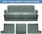 CUCRAF Cushion Sofa Cover 4 Piece Slipcovers, Soft Thick Velvet Couch Cover - Image 5