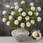 6 Pcs Large Faux Flowers Pompon Mums for Vase, 27" Fake Flowers Branches by Waipfaru