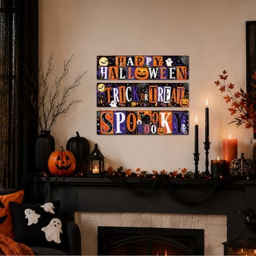 Retro Halloween Sign, Happy Halloween Sign, 3 Pcs Entryway Decor Wall - Image 6