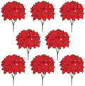 8 Pack Poinsettia Flowers Artificial Christmas Decorations, Red Poinsettia Flowers for Christmas Tree, Velvet Poinsettias Artificial Flowers for Xmas Decor DIY for Home Vase Indoor Outdoor Garden by BLEUMCADE