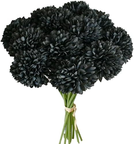 Mandy's 12pcs Artificial Black Ball Chrysanthemum Flowers by Mandys