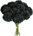 Mandy's 12pcs Artificial Black Ball Chrysanthemum Flowers by Mandys
