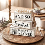 Yuntau 4 Pcs Farmhouse Table Centerpiece Wood Block Signs Tiered Tray Decor - Image 5