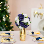 BLOSMON Navy Blue Rose Flowers: 2 Pcs Fake Floral Balls Centerpiece for Wedding Table Centerpieces - Artificial Silk Kissing Bouquet Flower Arrangement for Home Party Event Decor - Image 3