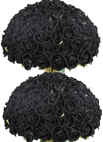 Coferset 50pcs Velvet Artificial Roses Flowers in Bulk,Black by Coferset