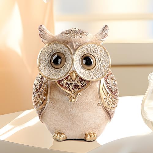 Smadeer Owl Statue Home Decor Cute Boho Owl Figurine Gift for Bird Lovers by Smadeer