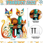 Wesiti Metal Cat Wall Art Decor Colorful Sculptural Mid Century 12.6x15.7 - Image 2