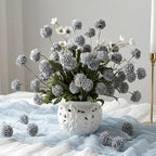 Mixed 10 Pcs Artificial Pompon Mum Set-8 Chrysanthemum & 2 White Daisy, Blue Silk Faux Flower for Vase Fall Floral Arrangements Wedding Centerpiece DIY Home Indoor Outdoor Decor (No Vase) - Image 6