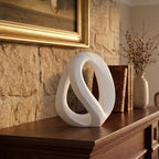 White Geometric Knot Decor-Abstract Resin Sculpture,Geometric Infinity Loop Decorative Tabletop Statue for Shelf, Bookshelf, Coffee Table or Console Table, Modern Home Accent Decorative Object - Image 7