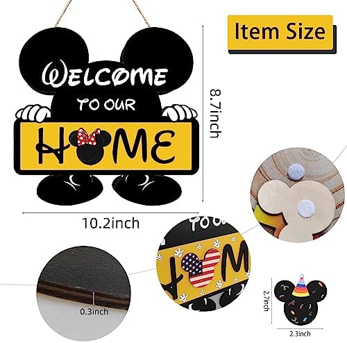 Cute Mouse Seasonal Interchangeable Welcome Door Sign, Yellow - Image 2