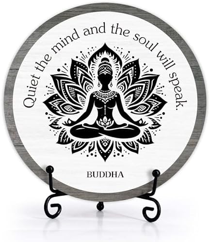 Spiritual Home Decor, Quiet The Mind And The Soul Will Speak Wood Sign, Yoga Room Meditation Room Decor For Table Shelf, Inspirational Gifts For Woman Man Family Friend -c15 by RYSMH