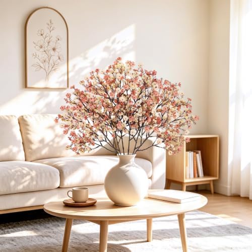 15Pcs Baby's Breath Artificial Flowers, Silk Gypsophila Stems, Beige Brown - Image 7