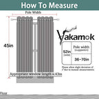 Yakamok Room Darkening Curtains 52x45 inch Length Light Grey-Living Room | 2 - Image 7