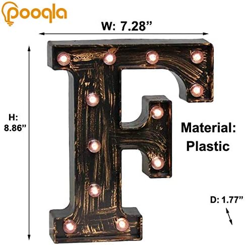 Pooqla Vintage Light Up Marquee Letters with Lights – Illuminated Industrial Style Lighted Alphabet Letter Signs - Coffee Bar Apartment Bedroom Wall Home Initials Decor A-Z - Image 4