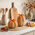 DN DECONATION Fall Pumpkin Decor, Fake Rattan Pumpkin Decorations for Home - Image 4