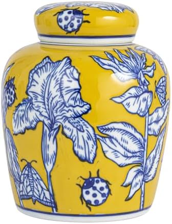 Creative Co-Op Decorative Small Ceramic Ginger Jar with Lid, Yellow - Image 6