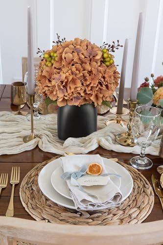 Briful Artificial Fall Hydrangea Arrangement, Matte Black Vase Centerpiece - Image 6