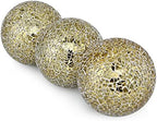 MDLUU 4" Decorative Orbs, Mosaic Sphere Balls, Centerpiece Balls for Bowls, Vases, Dining Table Decor, Pack of 3 (Gold) - Image 2