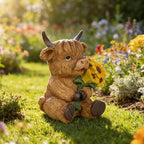 Highland Cow Figurine, Hand-Painted Resin Sunflower Highland Cow Decor, Rustic Farmhouse Decor, Cow Figurine for Kitchen Bookshelf Garden Patio Porch, Ideal Gift for Cow Lovers Women Kids - Image 4