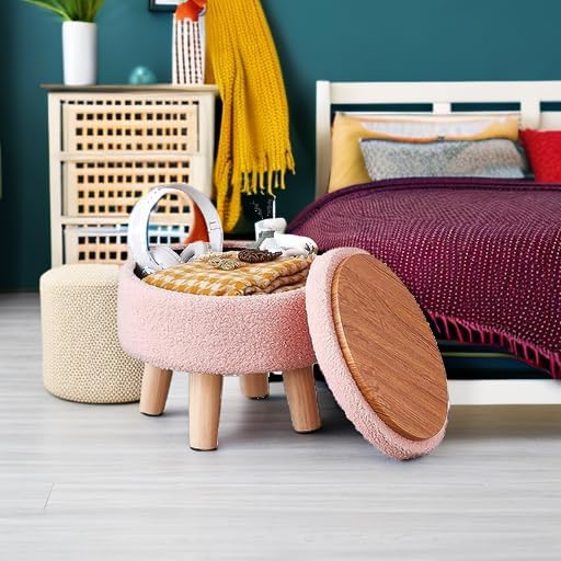 Wimarsbon Storage Ottoman, Modern Round Footrest - Image 5